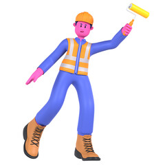 Male Roll Paint Worker Construction Industry