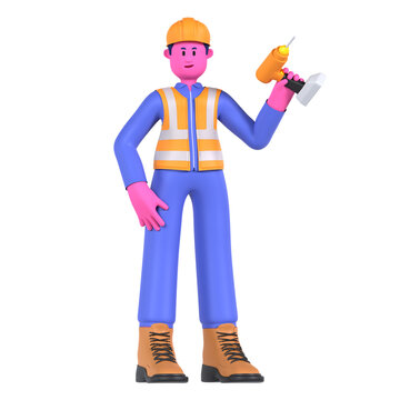 Male Drill Worker Construction Industry