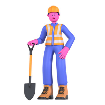 Male Shovel Worker Construction Industry