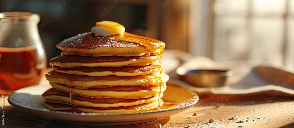 Aufkleber Perfect pancakes for Shrove Tuesday copy space. with copy space image. Place for adding text or design