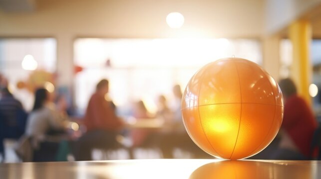 Closeup of a community center bustling with activities such as tutoring, exercise classes, and community meetings.