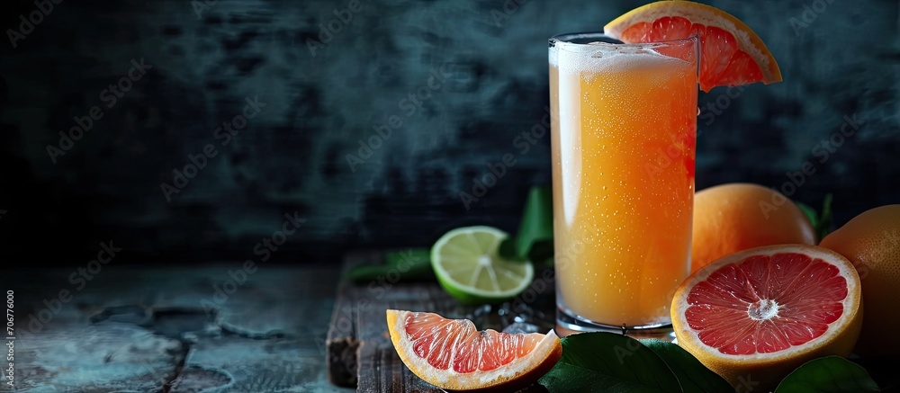 Aufkleber Refreshing Boozy Grapefruit Radler Shandy in a Pint. with copy space image. Place for adding text or design