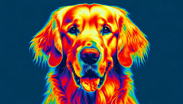 A heat map style image of a golden retriever