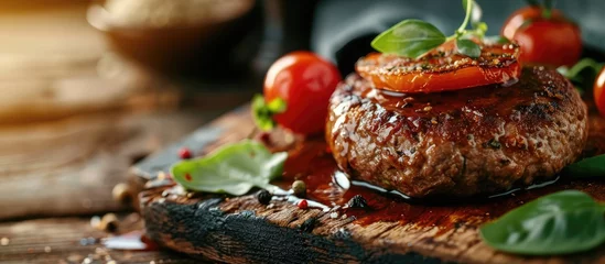 Tuinposter Salisbury steak Japanese Hamburger steak. with copy space image. Place for adding text or design © vxnaghiyev
