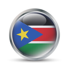 South Sudan Flag 3D Badge Illustration
