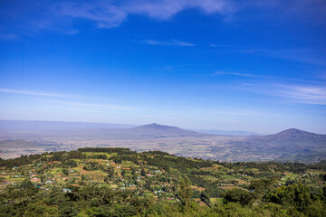 Mount Longonot is a stratovolcano located southeast of Lake Naivasha in the Great Rift Valley of Kenya, Africa. It is thought to have last erupted in the 1860s. Its name is derived from the Maasai wor