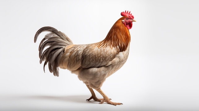photograph rooster isolated on a white background