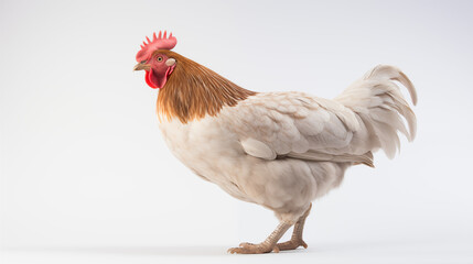 white hen isolated white background photograph