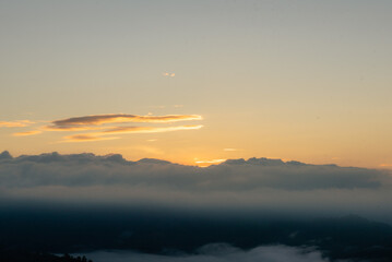 Obraz premium Morning mist on the high mountains.