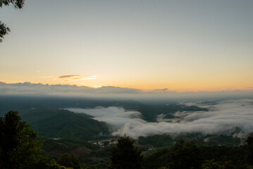 Morning mist on the high mountains.