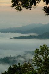 Morning mist on the high mountains.