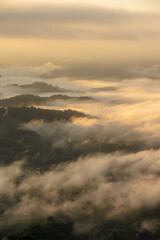 Morning mist on the high mountains.