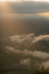 Morning mist on the high mountains.