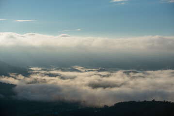 Morning mist on the high mountains.