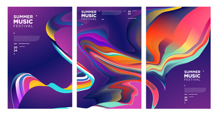 Colorful Abstract Fluid Electronic Summer Music Festival Vector Banner