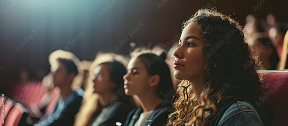 Leinwandbilder Professor Holding Lecture to a Multi Ethnic Group of Students Smart Young People Studying at the University. with copy space image. Place for adding text or design