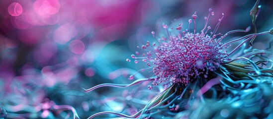 Root tip of Onion and Mitosis cell in the Root tip of Onion under a microscope. with copy space image. Place for adding text or design