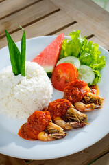 Nasi Udang Sambal or Spicy Sauced Shrimp Rice