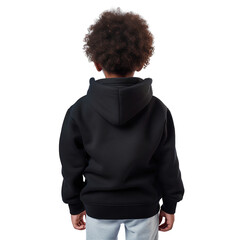 Obraz premium Back of a kid wearing black hoodie isolated on transparent background