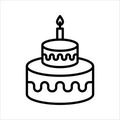 Cake flat vector icon. Birthday flat vector icon