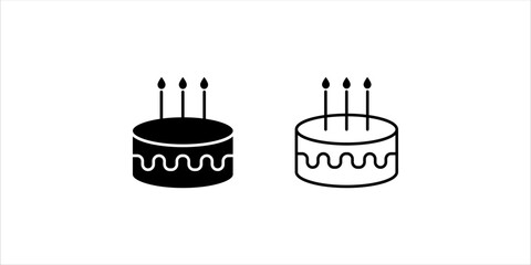 Cake flat vector icon set. Birthday flat vector icon