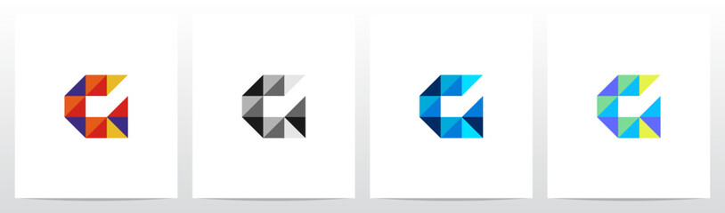 Square Triangle Geometric Colorful Mosaic Letter Logo Design G