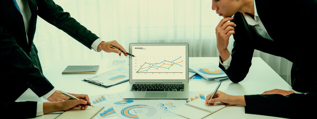 Business data dashboard analysis by computer software . Investment application display business...