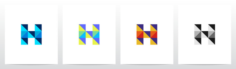 Square Triangle Geometric Colorful Mosaic Letter Logo Design H