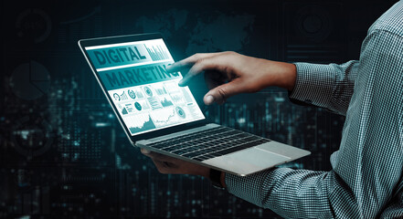 Digital Marketing Technology Solution for Online Business Concept - Graphic interface showing...