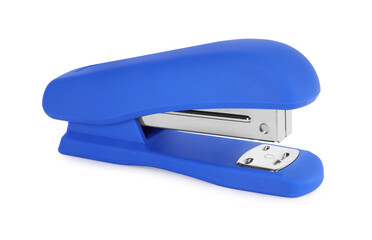 One new blue stapler isolated on white