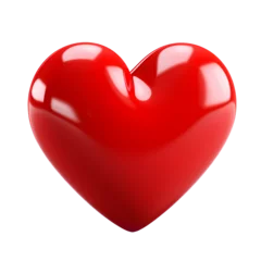 Foto op Canvas 3d glossy red heart isolated on transparent background. Happy Valentine's day. PNG © Natali2510