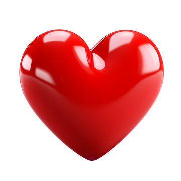 3d glossy red heart isolated on transparent background. Happy Valentine's day. PNG