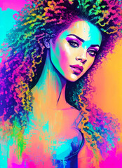 portrait  illustration of a woman colorful
