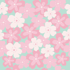 Vector seamless pattern with cherry blossom flowers