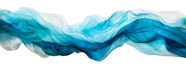 Wave. Blue, white abstract dreamy wave flowing fabric, smoke. Transparent isolated png of blue wave. Banner Graphic Resource as background for silk, smoke, water wave abstract graphic backdrop by Vita - obrazy, fototapety, plakaty