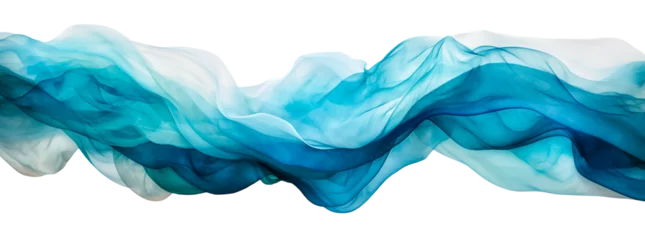 Fotobehang Wave. Blue, white abstract dreamy wave flowing fabric, smoke. Transparent isolated png of blue wave. Banner Graphic Resource as background for silk, smoke, water wave abstract graphic backdrop by Vita © Vita