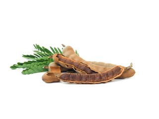 Fresh and perfectly ripe sweet tamarind.  Placed isolated on a white background.