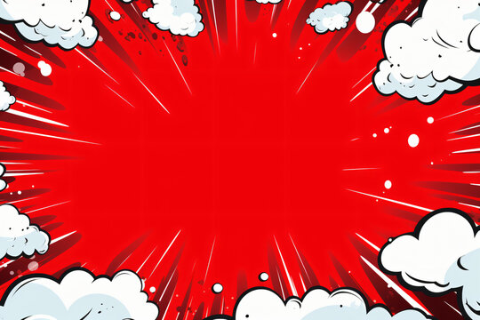 Red and white color flat comic style background