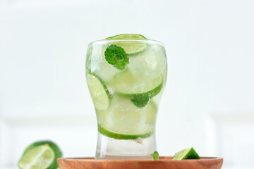 Iced Lime Soda with Mint Leaf