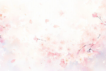 Fototapeta na wymiar 桜の水彩画　ふわふわ優しい手描き風イラスト