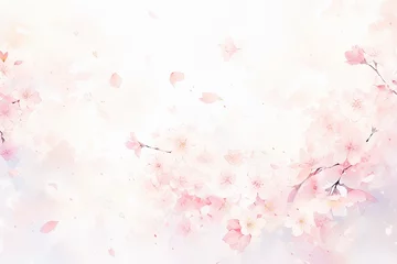 Rolgordijnen 桜の水彩画　ふわふわ優しい手描き風イラスト © ヨーグル