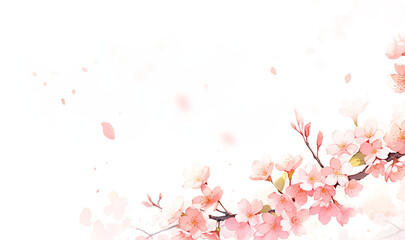 Fototapeta premium 桜の水彩画 ふわふわ優しい手描き風イラスト