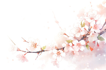 Fototapeta premium 桜の水彩画 ふわふわ優しい手描き風イラスト