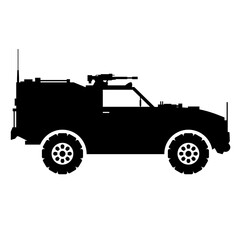 Light utility vehicle silhouette vector. Military vehicle silhouette for icon, symbol or sign. Armored vehicle symbol for military, war, conflict and patrol