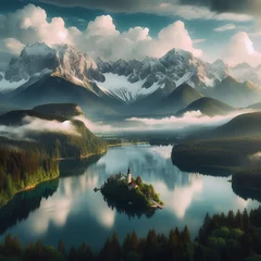 Foto op Canvas Hogar en la naturaleza,montaña,lago y bosque © pablo
