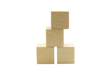 Obraz premium wooden blocks, square wooden toys isolated on white background.Selection focus.
