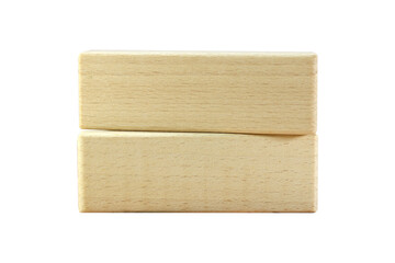 wooden blocks, square wooden toys isolated on white background.Selection focus.
