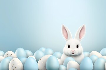 Obraz premium Background with eggs and white bunny