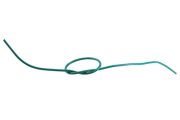 green wire cable of usb and adapter isolated on white background.Selection focus.