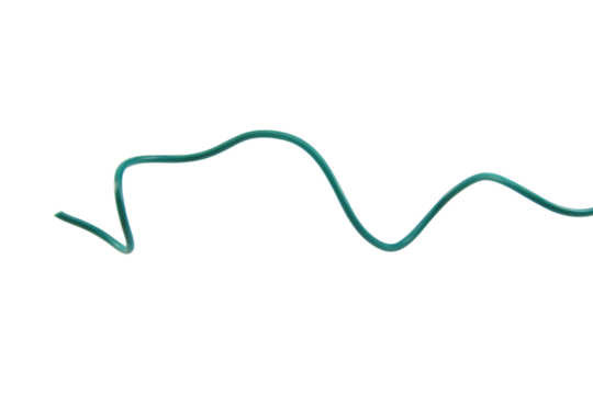 green wire cable of usb and adapter isolated on white background.Selection focus.